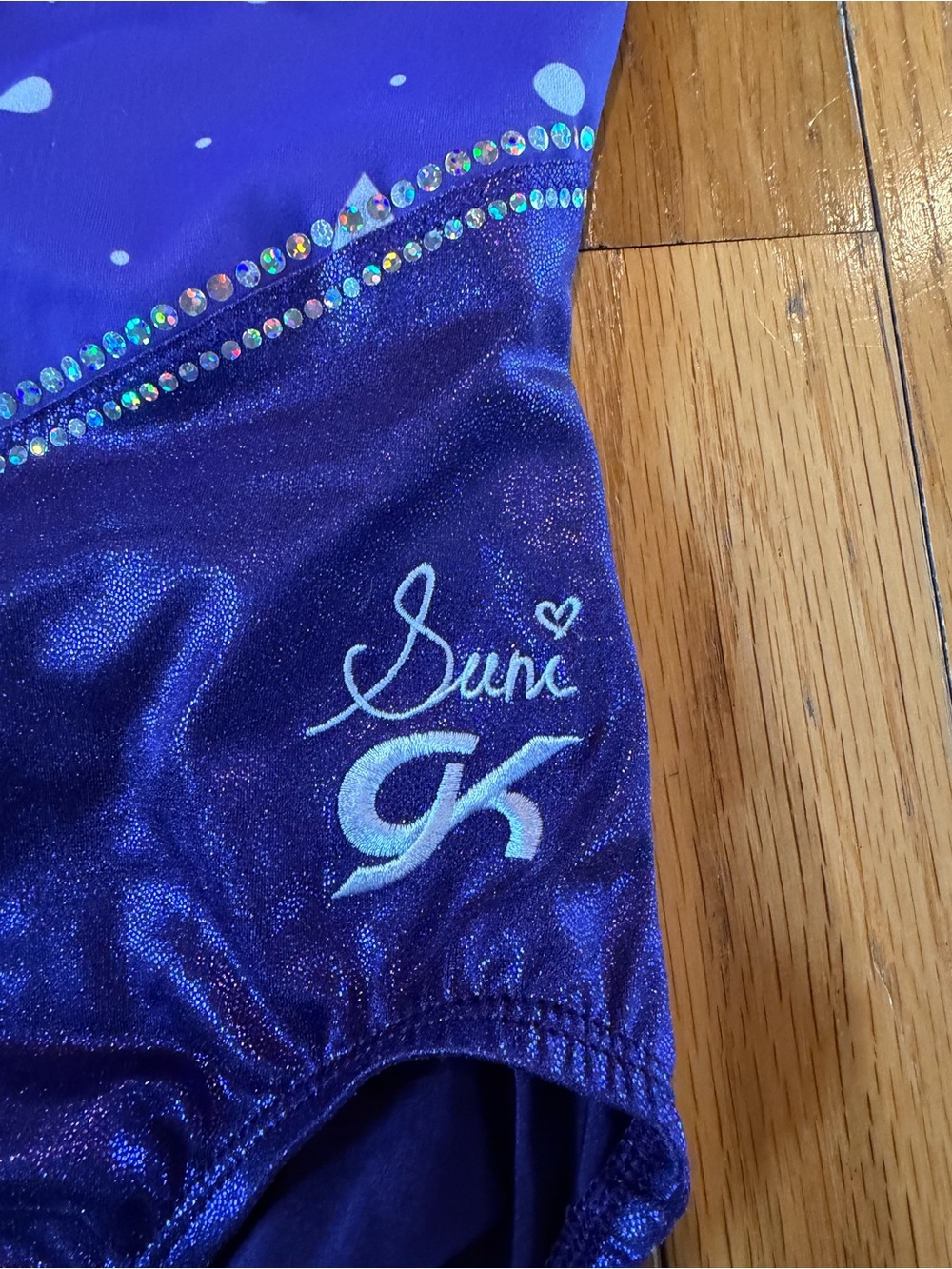 Suni Lee GK Elite Gymnastics leotard purple ombre white teardrops Adult small AS - Picture 2 of 6